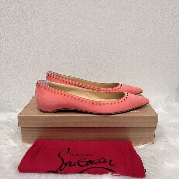 Christian Louboutin ANJALINA Pointed Hall Follies Kate Duvettina Ballet Flat 40 - Picture 7 of 9